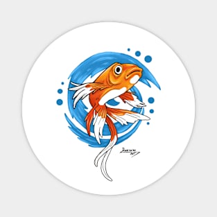 Carp Koi Fish on Blue Waves Magnet